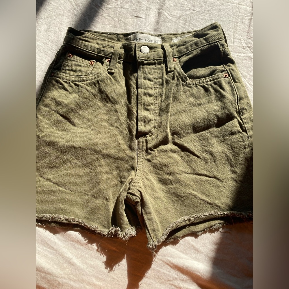 Denim Forum Olive Green Women Shorts